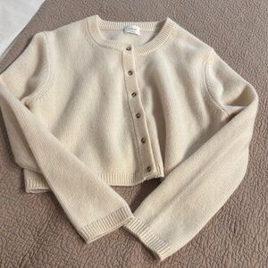 Cream Button-Up Cardigan Sweater